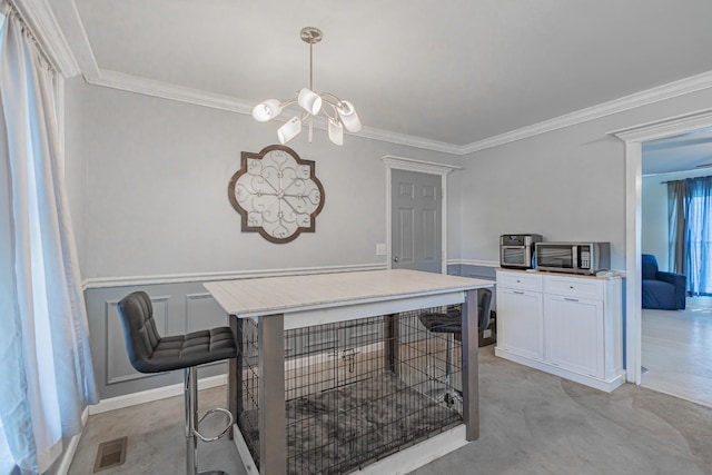 5334 Shelbyville Pike, Christiana, TN 37037 - dining area featuring a chandelier and ornamental molding