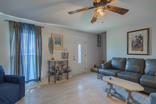 5334 Shelbyville Pike, Christiana, TN 37037 - living room with light wood finished floors and ceiling fan