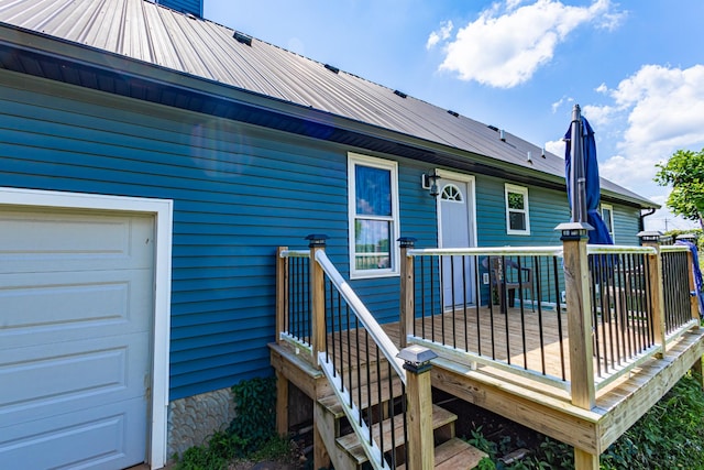 5334 Shelbyville Pike, Christiana, TN 37037 - back of property with a deck, a metal roof, and a chimney