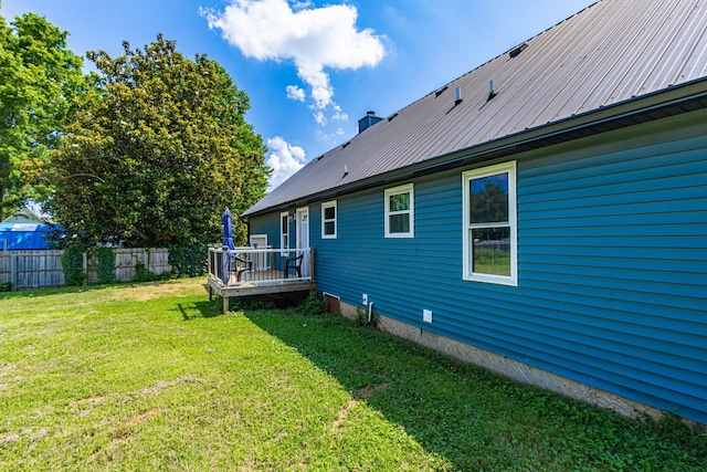 5334 Shelbyville Pike, Christiana, TN 37037 - back of house with a metal roof, a deck, and a chimney