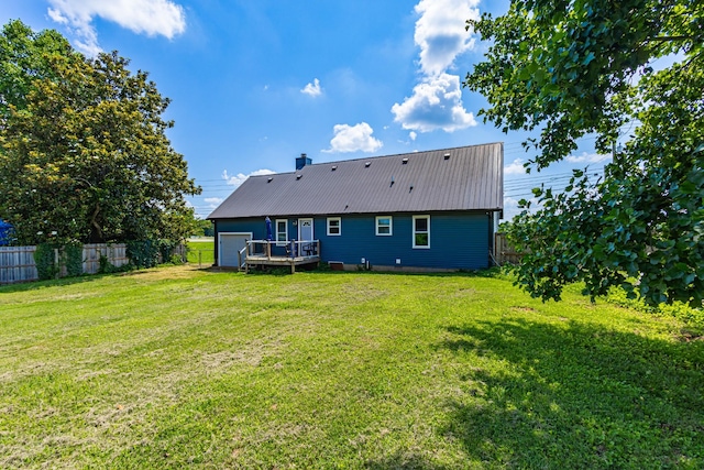5334 Shelbyville Pike, Christiana, TN 37037 - rear view of property with a fenced backyard, a deck, a metal roof, and a garage