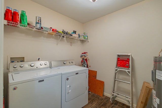 5334 Shelbyville Pike, Christiana, TN 37037 - laundry area with washing machine and dryer, dark wood-type flooring, and water heater