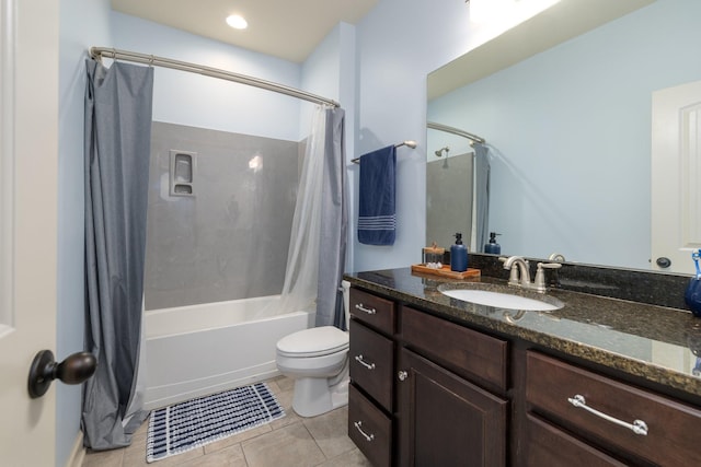 1825 Barnstaple Ln, Brentwood, TN 37027 - bathroom with shower / bath combo with shower curtain, vanity, and tile patterned floors