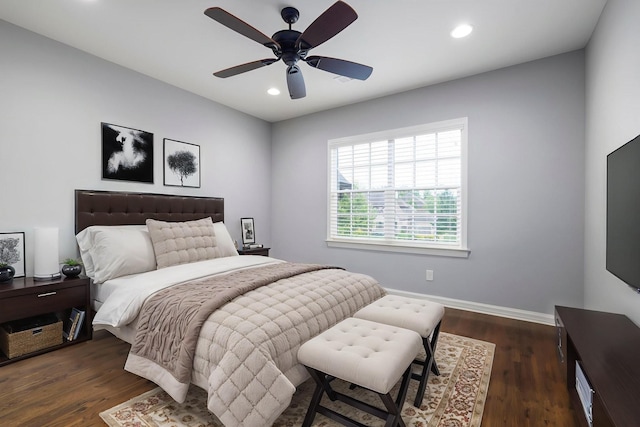 1825 Barnstaple Ln, Brentwood, TN 37027 - bedroom with recessed lighting, dark wood-type flooring, and ceiling fan