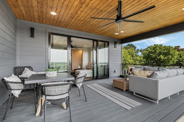 2118 Cliff Dr, Nashville, TN 37218 - deck featuring ceiling fan, an outdoor living space, and outdoor dining area