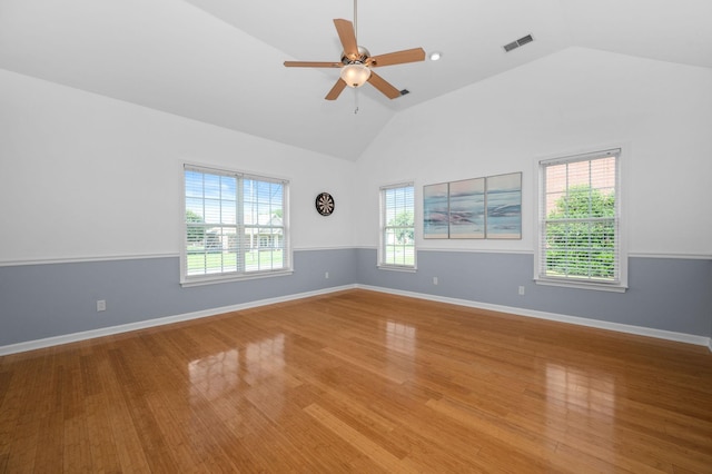 2606 Battleground Dr, Murfreesboro, TN 37129 - empty room featuring vaulted ceiling, a ceiling fan, and light wood finished floors