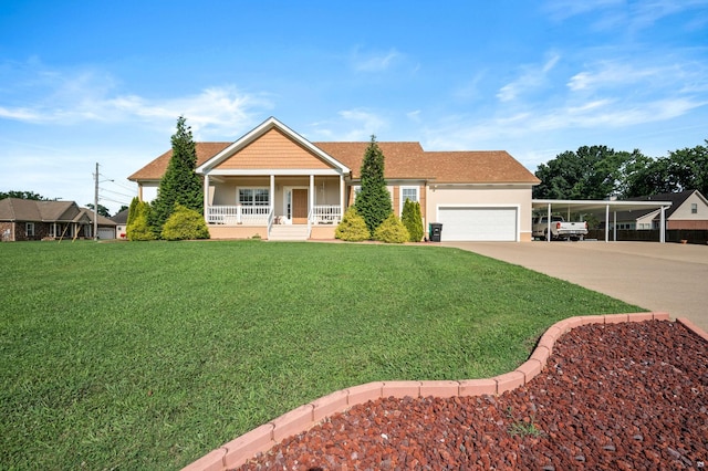 2606 Battleground Dr, Murfreesboro, TN 37129 - view of front facade featuring covered porch, a garage, a front lawn, and driveway