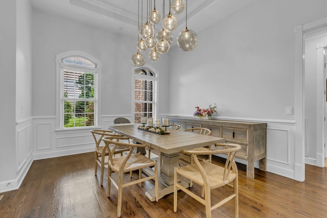 1803 Benziger Ter, Brentwood, TN 37027 - dining space with wood finished floors, a wainscoted wall, and a decorative wall