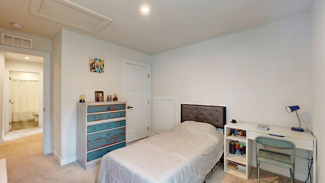 3428 Pepper Glendale Dr, Murfreesboro, TN 37128 - bedroom with light colored carpet, attic access, and recessed lighting