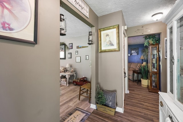 144 Waggoner St, Carthage, TN 37030 - hall featuring a textured ceiling and dark wood-style flooring