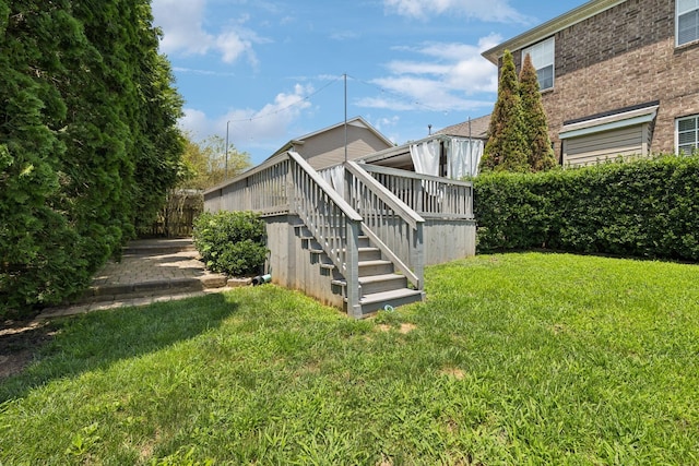 6014 Thrush Ct, Spring Hill, TN 37174 - view of yard with stairway and a wooden deck