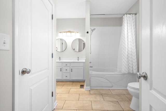 3162 Cross Ridge Dr, Clarksville, TN 37040 - full bathroom featuring double vanity, tile patterned flooring, and shower / bath combination with curtain