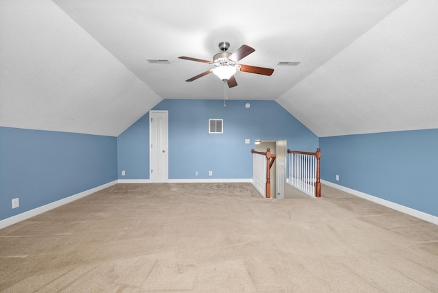 3162 Cross Ridge Dr, Clarksville, TN 37040 - additional living space featuring a ceiling fan, lofted ceiling, and carpet flooring