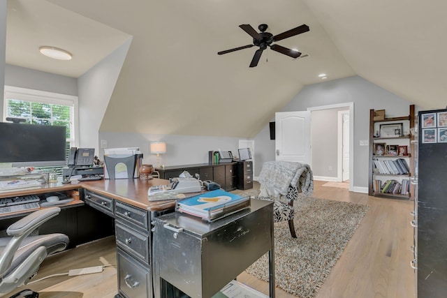 2005 Windsong Dr, Spring Hill, TN 37174 - home office with wood finished floors, lofted ceiling, and a ceiling fan