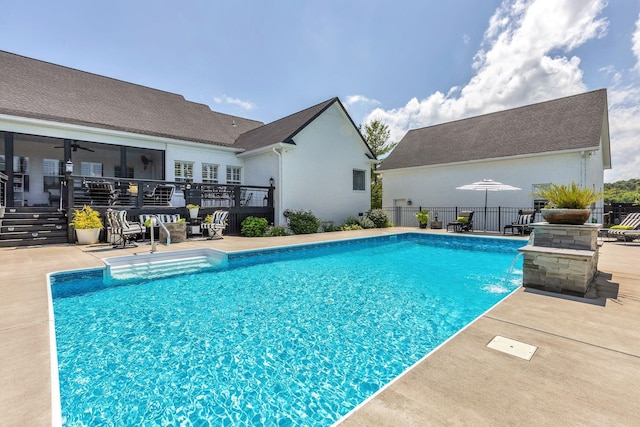 2005 Windsong Dr, Spring Hill, TN 37174 - view of swimming pool featuring a ceiling fan and a patio