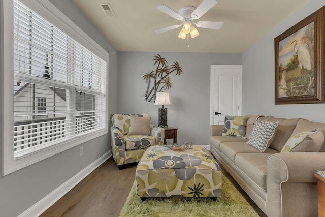 2005 Windsong Dr, Spring Hill, TN 37174 - living room with a ceiling fan and dark wood finished floors