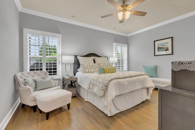 2005 Windsong Dr, Spring Hill, TN 37174 - bedroom featuring ornamental molding, multiple windows, light wood-style floors, and ceiling fan