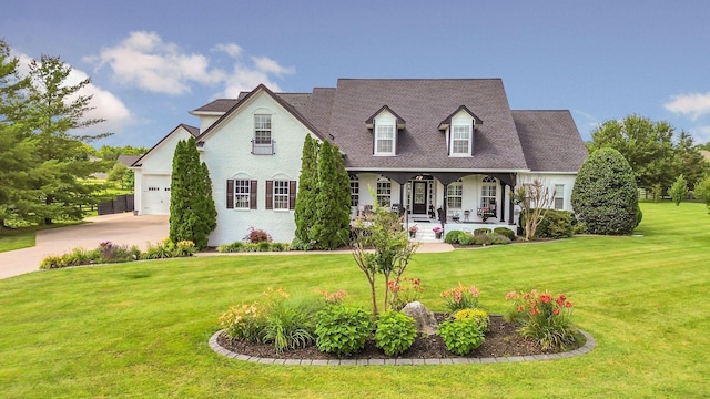 2005 Windsong Dr, Spring Hill, TN 37174 - cape cod home featuring covered porch, a front yard, driveway, and a garage
