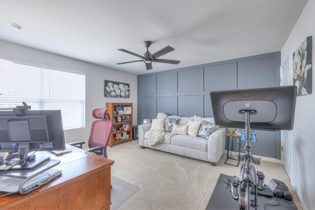 207 Welara St, Murfreesboro, TN 37129 - office space featuring a ceiling fan, carpet, and a decorative wall