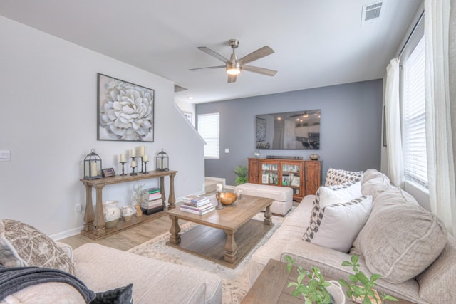 207 Welara St, Murfreesboro, TN 37129 - living room with a ceiling fan and wood finished floors