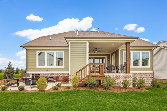 7405 Leelee Dr, Franklin, TN 37064 - rear view of house with ceiling fan, a yard, and a patio