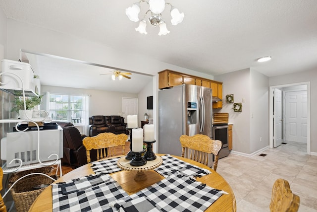 3114 Penny Ln, Murfreesboro, TN 37130 - dining room featuring a chandelier, a ceiling fan, and light tile patterned floors