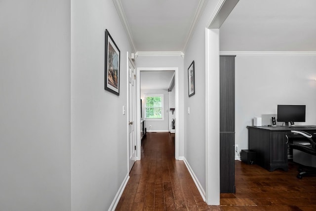 1002 Sunset Ave, Murfreesboro, TN 37129 - corridor with crown molding, hardwood / wood-style floors, and an office area