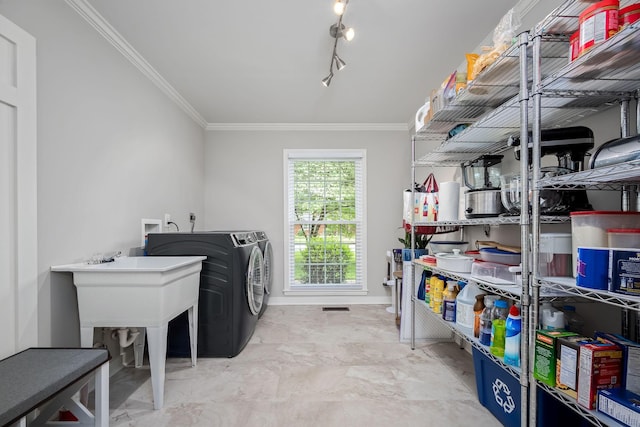 1002 Sunset Ave, Murfreesboro, TN 37129 - washroom with independent washer and dryer and ornamental molding