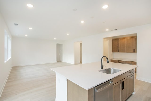 2359 Williamsport Lndg, Columbia, TN 38401 - kitchen featuring dishwasher, light wood-style floors, light countertops, a kitchen island with sink, and recessed lighting