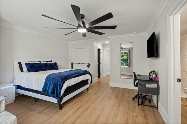 4024 Campania Strada, Spring Hill, TN 37174 - bedroom featuring light wood-style flooring, crown molding, and a ceiling fan