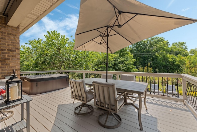 4024 Campania Strada, Spring Hill, TN 37174 - deck with outdoor dining area and a covered hot tub