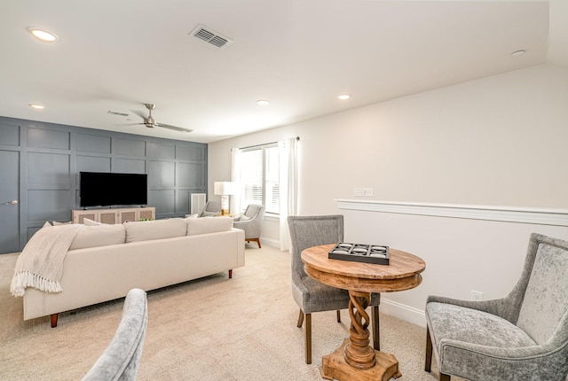 1234 Wrights Mill Rd, Spring Hill, TN 37174 - living room featuring ceiling fan, recessed lighting, and light carpet