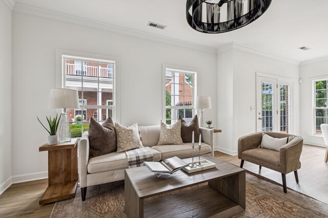 140 Ormesby Pl, Franklin, TN 37064 - living area featuring wood finished floors and crown molding