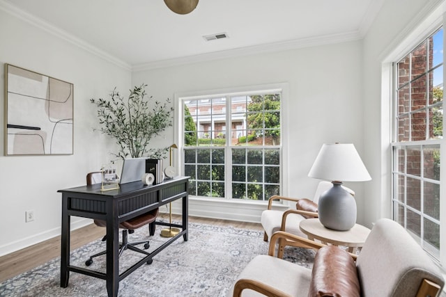 140 Ormesby Pl, Franklin, TN 37064 - office space featuring crown molding, healthy amount of natural light, and wood finished floors