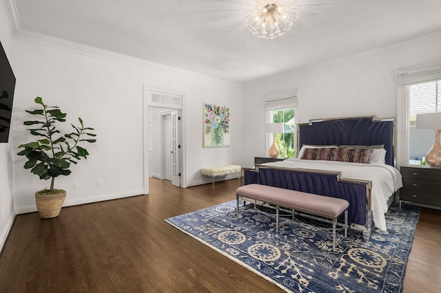 5605 Ottershaw Ct, Brentwood, TN 37027 - bedroom featuring wood finished floors, crown molding, and a chandelier