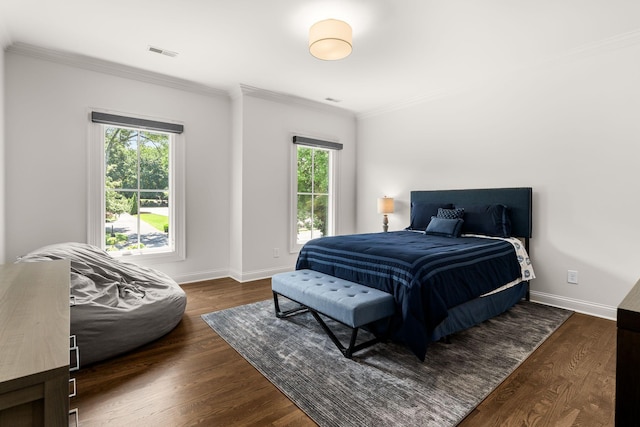 5605 Ottershaw Ct, Brentwood, TN 37027 - bedroom featuring ornamental molding, multiple windows, and dark wood finished floors