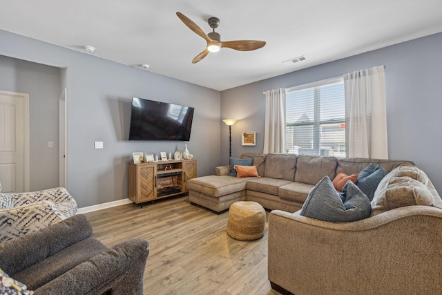 2410 Tate Farm Ln, White House, TN 37188 - living room with light wood-type flooring and a ceiling fan