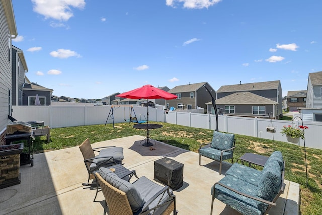 2410 Tate Farm Ln, White House, TN 37188 - fenced backyard with a residential view, a patio, and grilling area