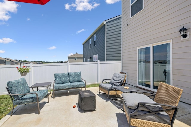2410 Tate Farm Ln, White House, TN 37188 - fenced backyard featuring outdoor lounge area and a patio