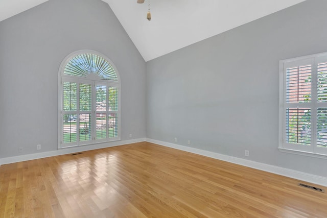 2910 Chaucer Dr, Murfreesboro, TN 37129 - spare room with plenty of natural light, light wood-type flooring, and high vaulted ceiling
