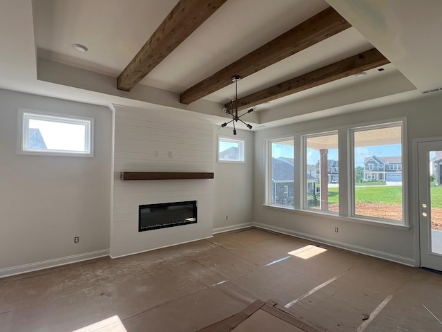 1830 Ableson Way, Columbia, TN 38401 - unfurnished living room with a fireplace and beam ceiling