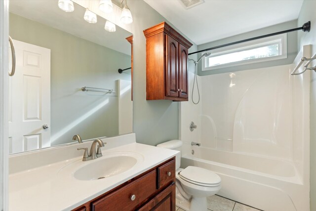 717 Pleasant View Dr, Columbia, TN 38401 - bathroom with bathtub / shower combination, vanity, and tile patterned floors