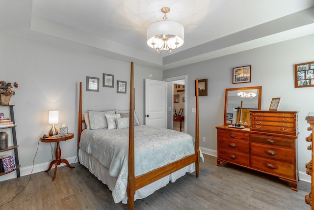 30 Hunting Ridge Cir, Rock Spring, GA 30739 - bedroom with a chandelier, a raised ceiling, and wood finished floors