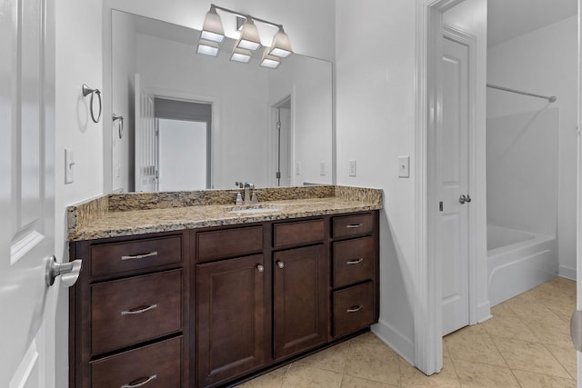 526 Sydenham Dr, Franklin, TN 37064 - bathroom featuring vanity, tile patterned flooring, and shower / bathtub combination