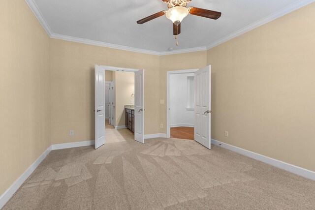 526 Sydenham Dr, Franklin, TN 37064 - unfurnished bedroom featuring ornamental molding, light carpet, and ceiling fan