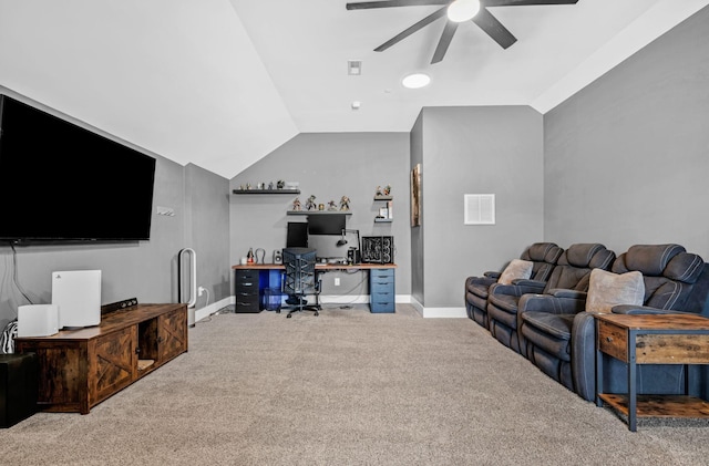 1021 Tulip Dr, Ashland City, TN 37015 - carpeted office space featuring a ceiling fan and lofted ceiling