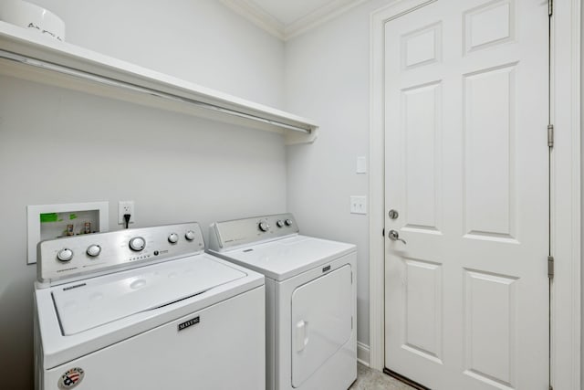 9020 Wenlock Ln, Franklin, TN 37064 - laundry room with washer and dryer and ornamental molding