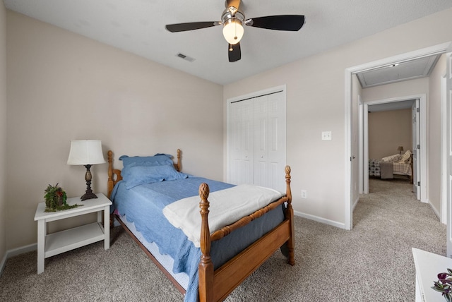 4328 Monticello Trce, Adams, TN 37010 - carpeted bedroom with attic access, a closet, and ceiling fan