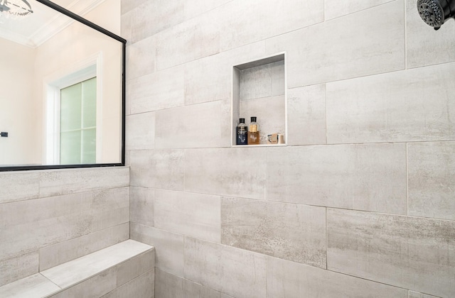 3515 Shellmans Dr, Murfreesboro, TN 37129 - bathroom with ornamental molding and tiled shower