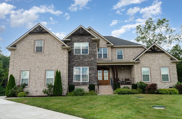 3515 Shellmans Dr, Murfreesboro, TN 37129 - craftsman-style house with a front lawn, brick siding, french doors, and a porch